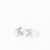 Femmes Strass Bijoux En Plaque Or | Boucles D'Oreilles A Perle Papillon