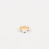 Femmes Strass Bijoux En Plaque Or | Bague Emaillee Doree Avec Motifs Oeil Blanc