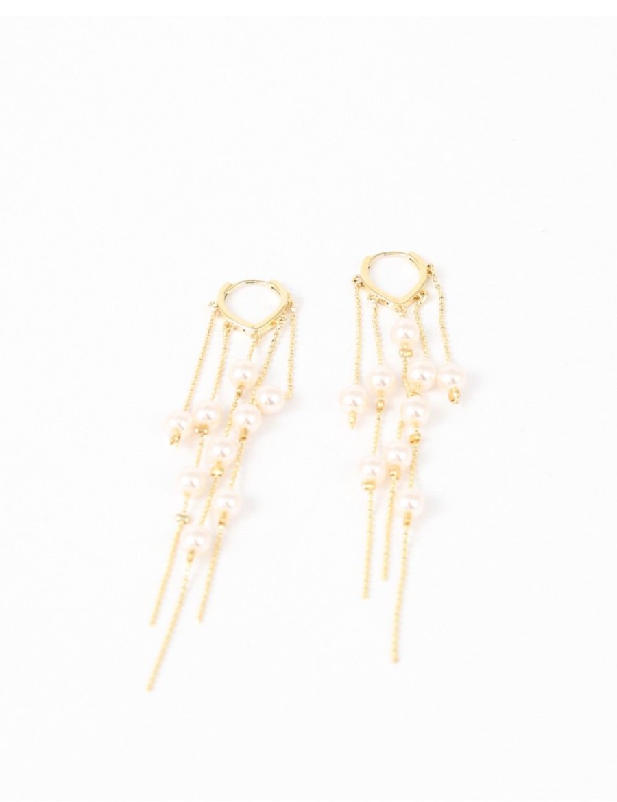 Femmes Strass Bijoux En Plaque Or | Boucles D'Oreilles A Longues Perles