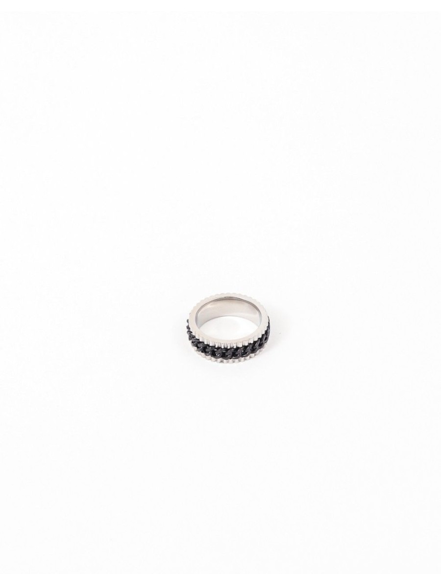 Hommes Strass | Bague A Detail Chaine