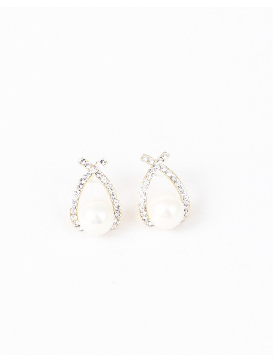 Femmes Strass Bijoux En Plaque Or | Boucles D'Oreilles A Strass Avec Perles