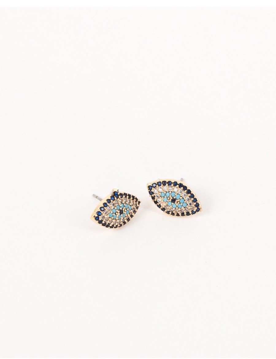 Femmes Strass Bijoux En Plaque Or | Boucles D'Oreilles Oeil A Strass