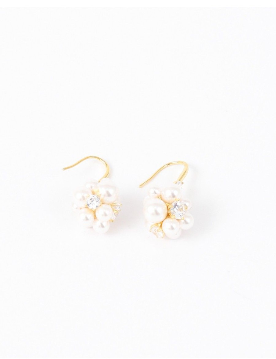 Femmes Strass Bijoux En Plaque Or | Boucles D'Oreilles Fleurs Avec Perles