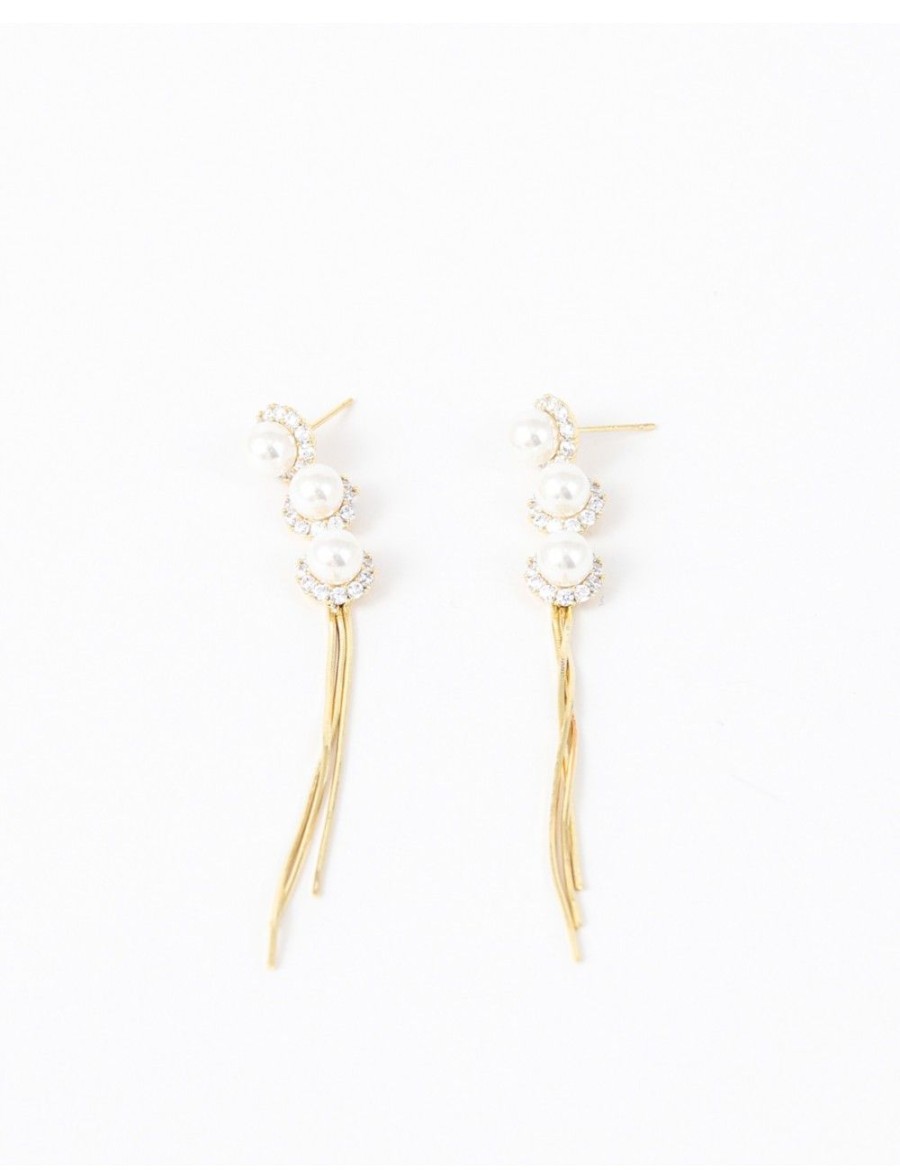 Femmes Strass Bijoux En Plaque Or | Boucles D'Oreilles A Perles