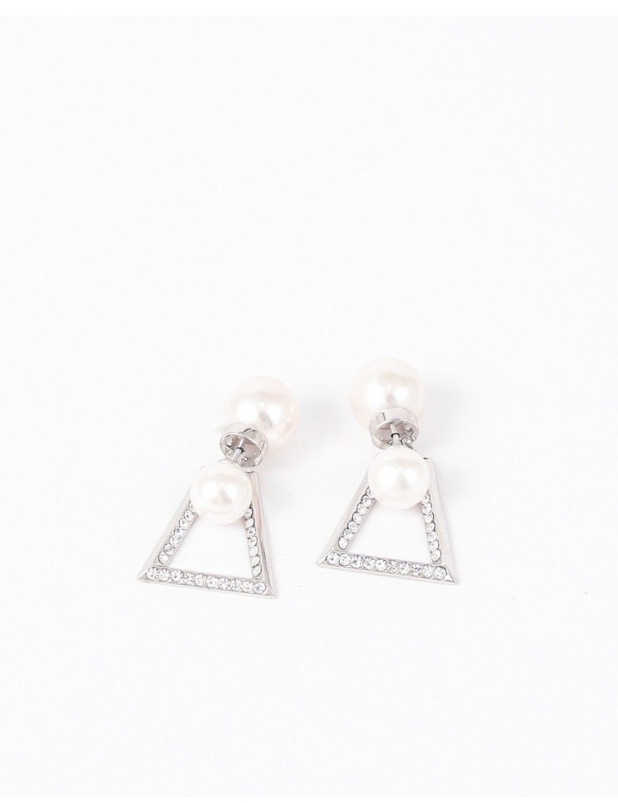 Femmes Strass Bijoux En Plaque Or | Boucles D'Oreilles Triangles Avec Perles