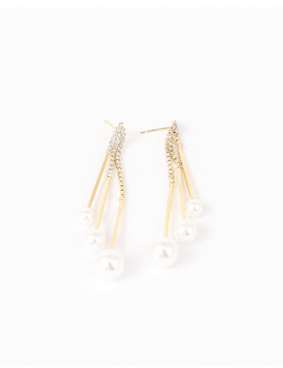 Femmes Strass Bijoux En Plaque Or | Boucles D'Oreilles A Pompons Longs