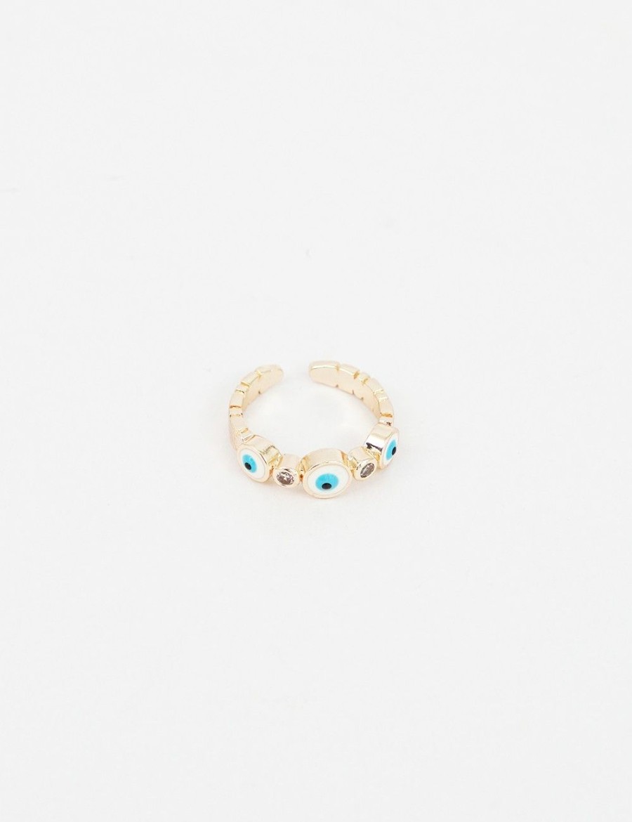 Femmes Strass Bijoux En Plaque Or | Bague Reglable Evil Eye